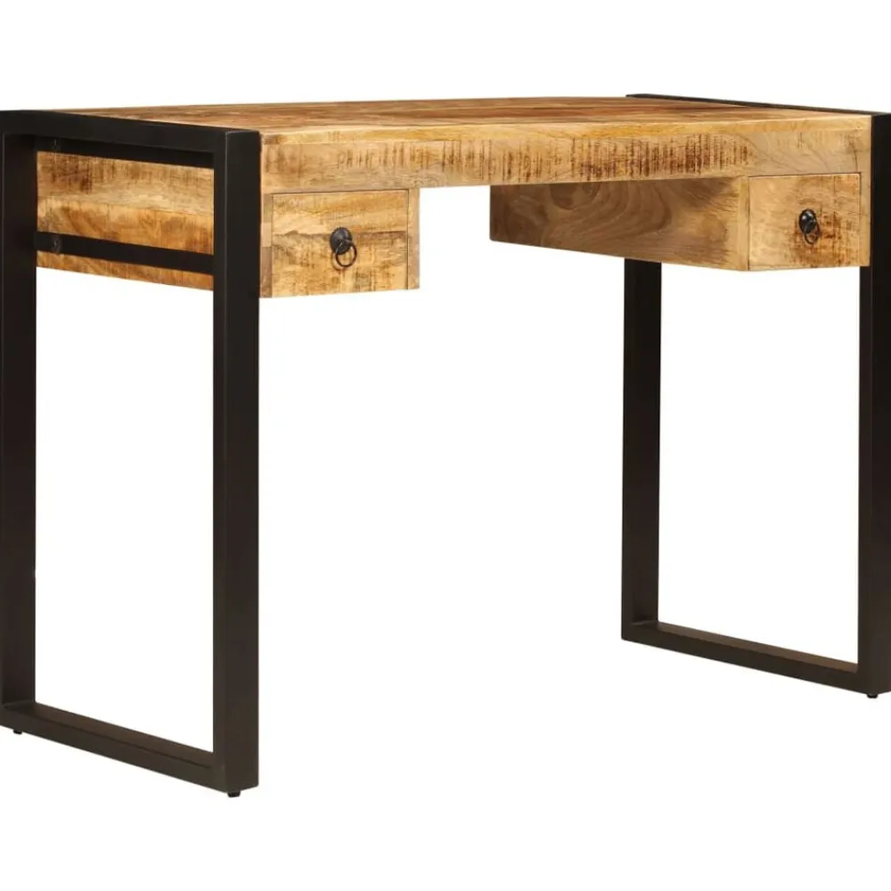 vidaXL Mobiliario De Oficina-Mesa de escritorio 2 cajones madera maciza mango 110x50x77 cm