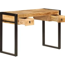 vidaXL Mobiliario De Oficina-Mesa de escritorio 2 cajones madera maciza mango 110x50x77 cm