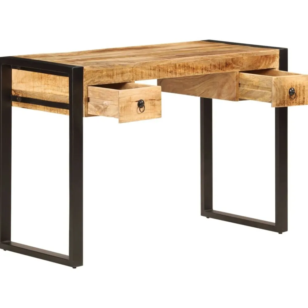 vidaXL Mobiliario De Oficina-Mesa de escritorio 2 cajones madera maciza mango 110x50x77 cm