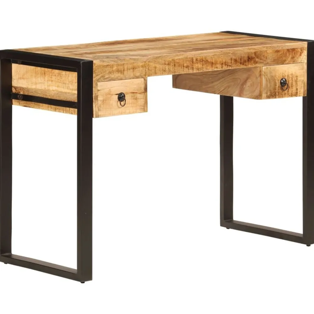 vidaXL Mobiliario De Oficina-Mesa de escritorio 2 cajones madera maciza mango 110x50x77 cm