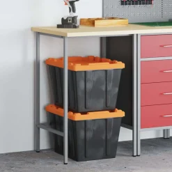 vidaXL Accesorios De Bricolaje-Mesa de Esquina Gris 55 x 55 x 85 cm Acero y madera engineered