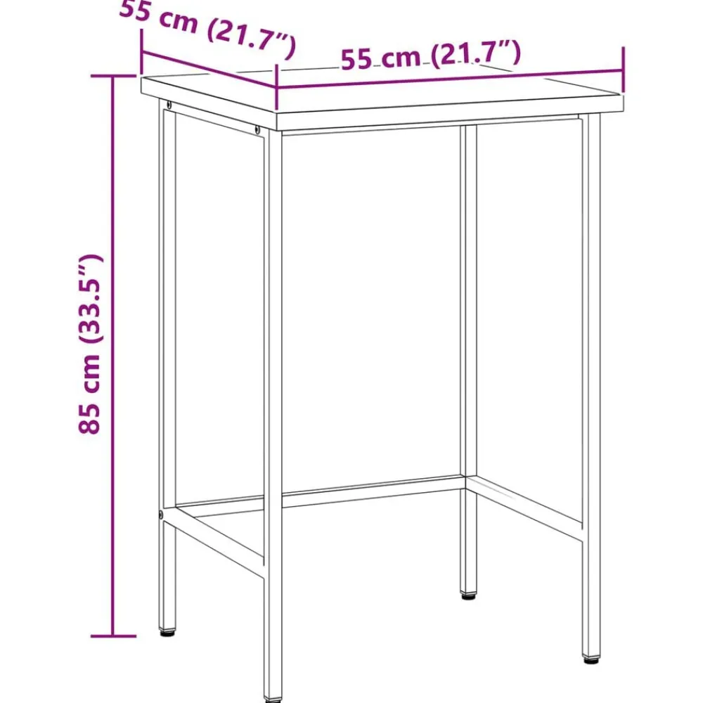 vidaXL Accesorios De Bricolaje-Mesa de Esquina Gris 55 x 55 x 85 cm Acero y madera engineered