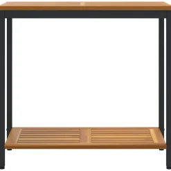 vidaXL Mesa de exterior con estante 80 x 35 x 75 cm Natural y negro Clearance