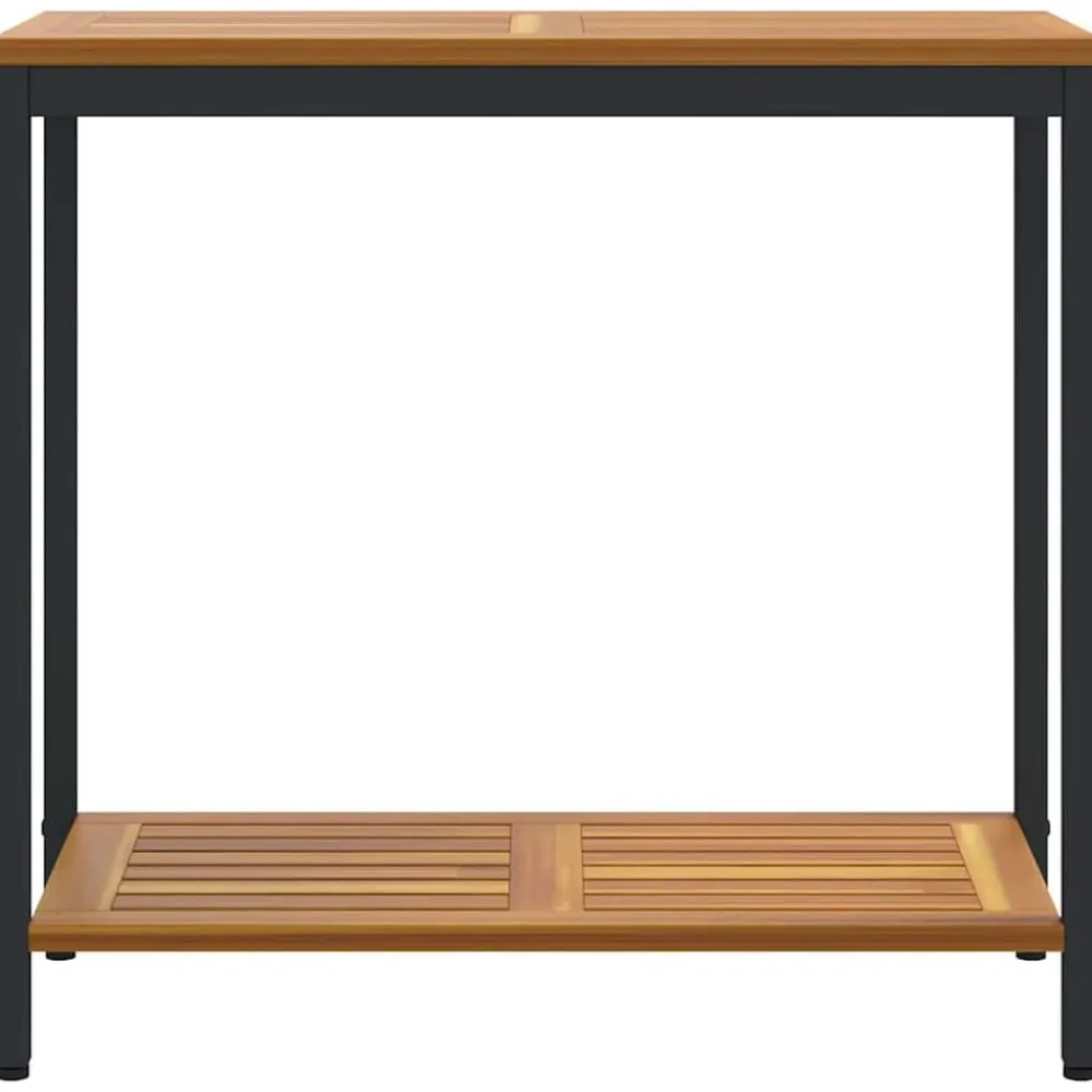 vidaXL Mesa de exterior con estante 80 x 35 x 75 cm Natural y negro Clearance