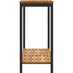 vidaXL Mesa de exterior con estante 80 x 35 x 75 cm Natural y negro Clearance