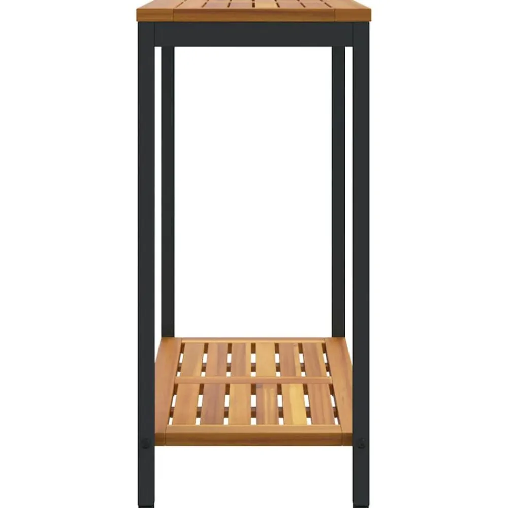 vidaXL Mesa de exterior con estante 80 x 35 x 75 cm Natural y negro Clearance