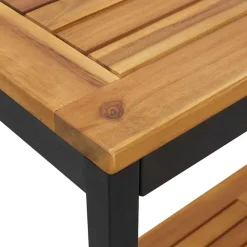 vidaXL Mesa de exterior con estante 80 x 35 x 75 cm Natural y negro Clearance