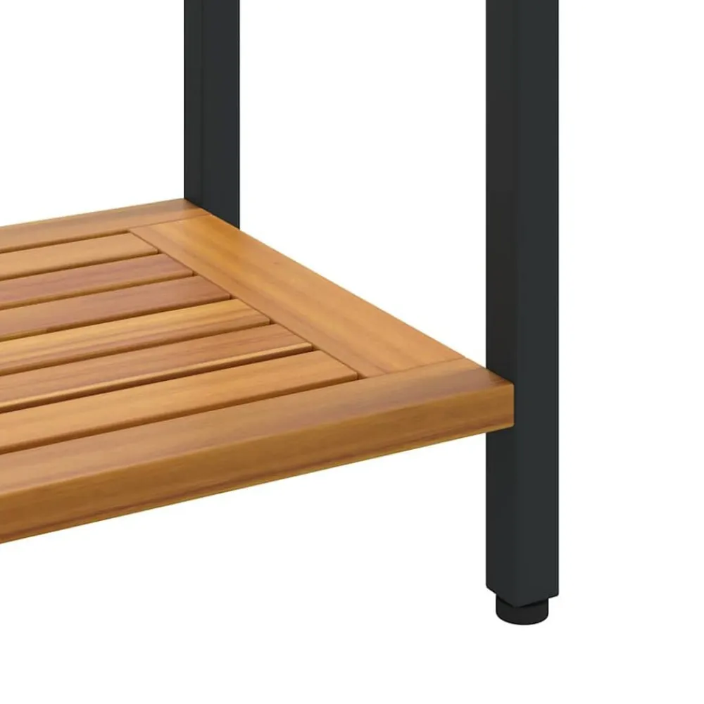 vidaXL Mesa de exterior con estante 80 x 35 x 75 cm Natural y negro Clearance
