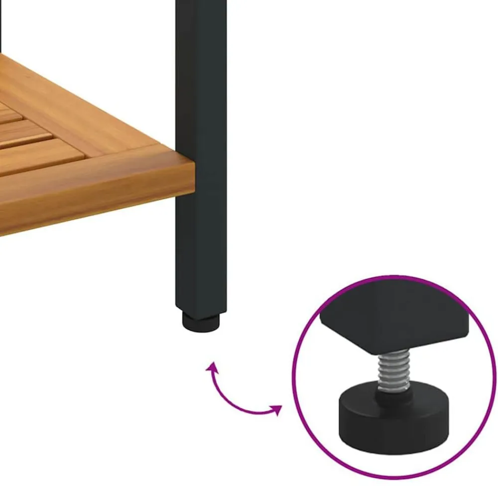 vidaXL Mesa de exterior con estante 80 x 35 x 75 cm Natural y negro Clearance