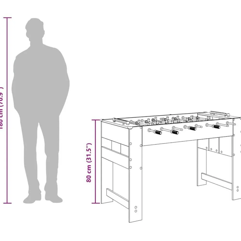 vidaXL Mesa de Futbolín 125 x 60,5 x 80 cm Madera de ingeniería White Online