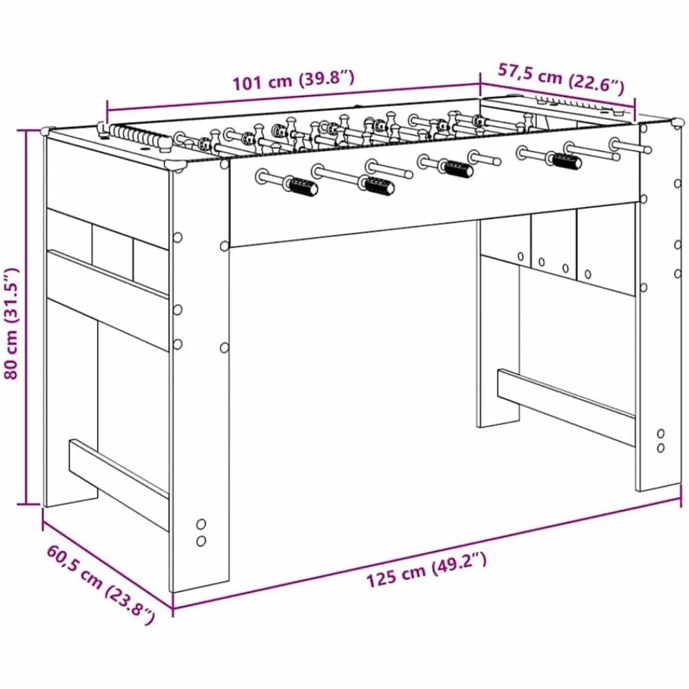 vidaXL Mesa de Futbolín 125 x 60,5 x 80 cm Madera de ingeniería White Online