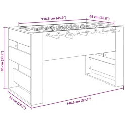 vidaXL Juegos De Interior-Mesa de Futbolín 146,5 x 74 x 85 cm Madera de ingeniería