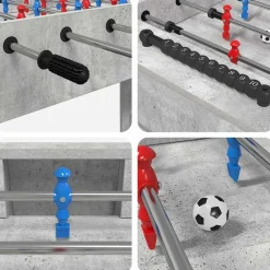 vidaXL Juegos De Interior-Mesa de Futbolín Gris Concreto 125 x 60,5 x 80 cm