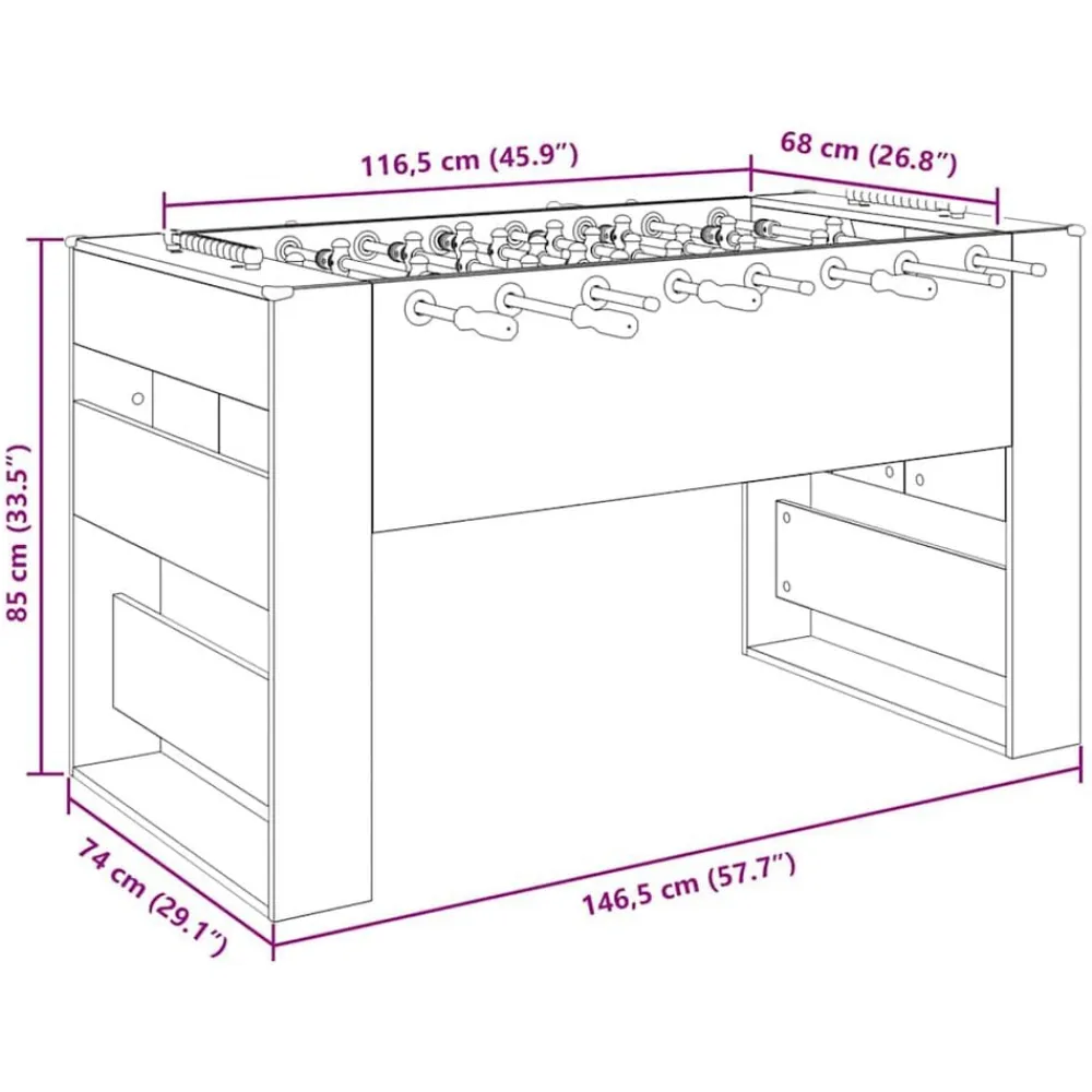 vidaXL Mesa de Futbolín 146,5 x 74 x 85 cm Roble Sonoma