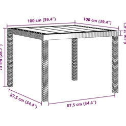 vidaXL Mesa de Jardín 100 x 100 x 73 cm ratán sintético White Sale