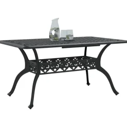 vidaXL Mesa de jardín aluminio fundido 150x90x72 cm Negro Discount