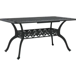 vidaXL Mesa de jardín aluminio fundido 150x90x72 cm Negro Discount