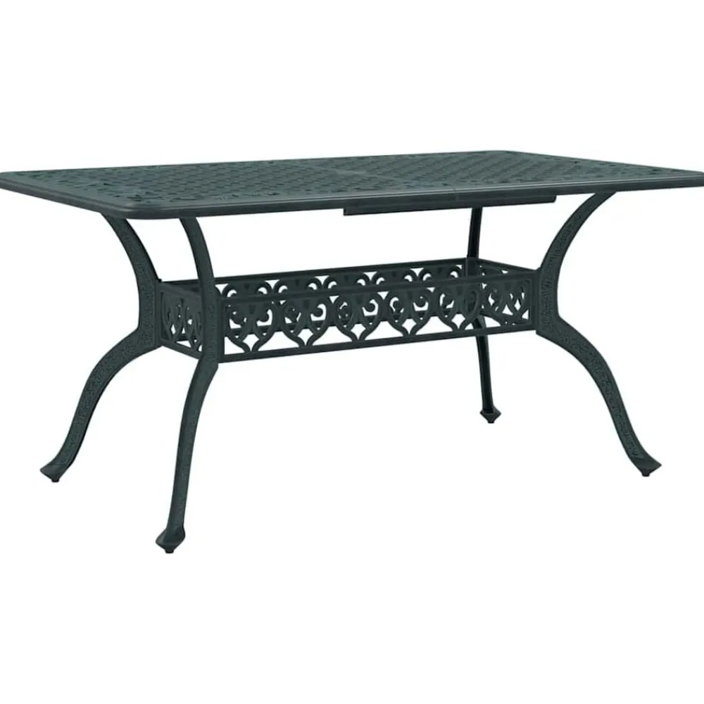 vidaXL Mesa de jardín aluminio fundido 150x90x72 cm Verde Outlet