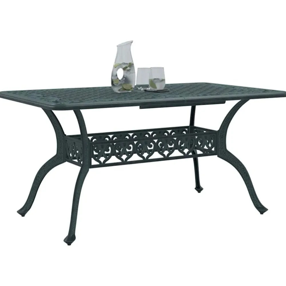vidaXL Mesa de jardín aluminio fundido 150x90x72 cm Verde Outlet