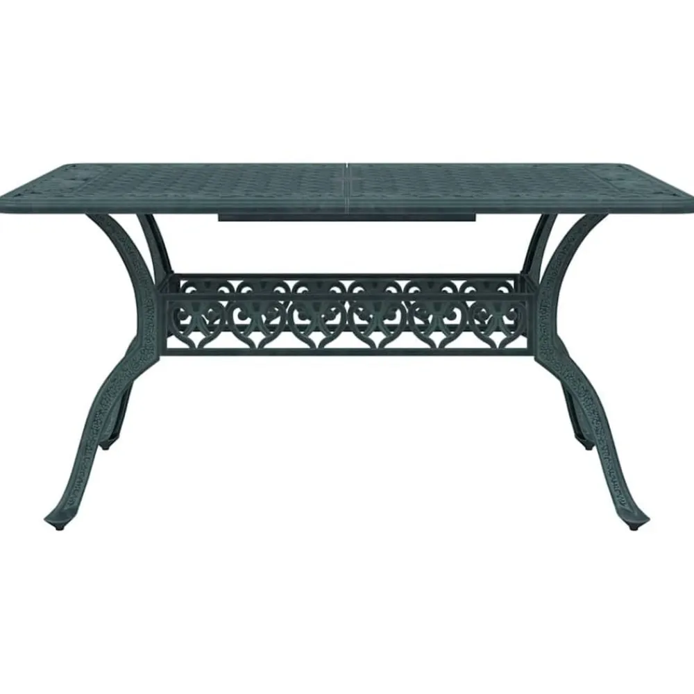 vidaXL Mesa de jardín aluminio fundido 150x90x72 cm Verde Outlet