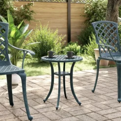 vidaXL Mesa de jardín aluminio fundido Ø48x53 cm Verde Clearance
