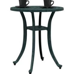 vidaXL Mesa de jardín aluminio fundido Ø48x53 cm Verde Clearance