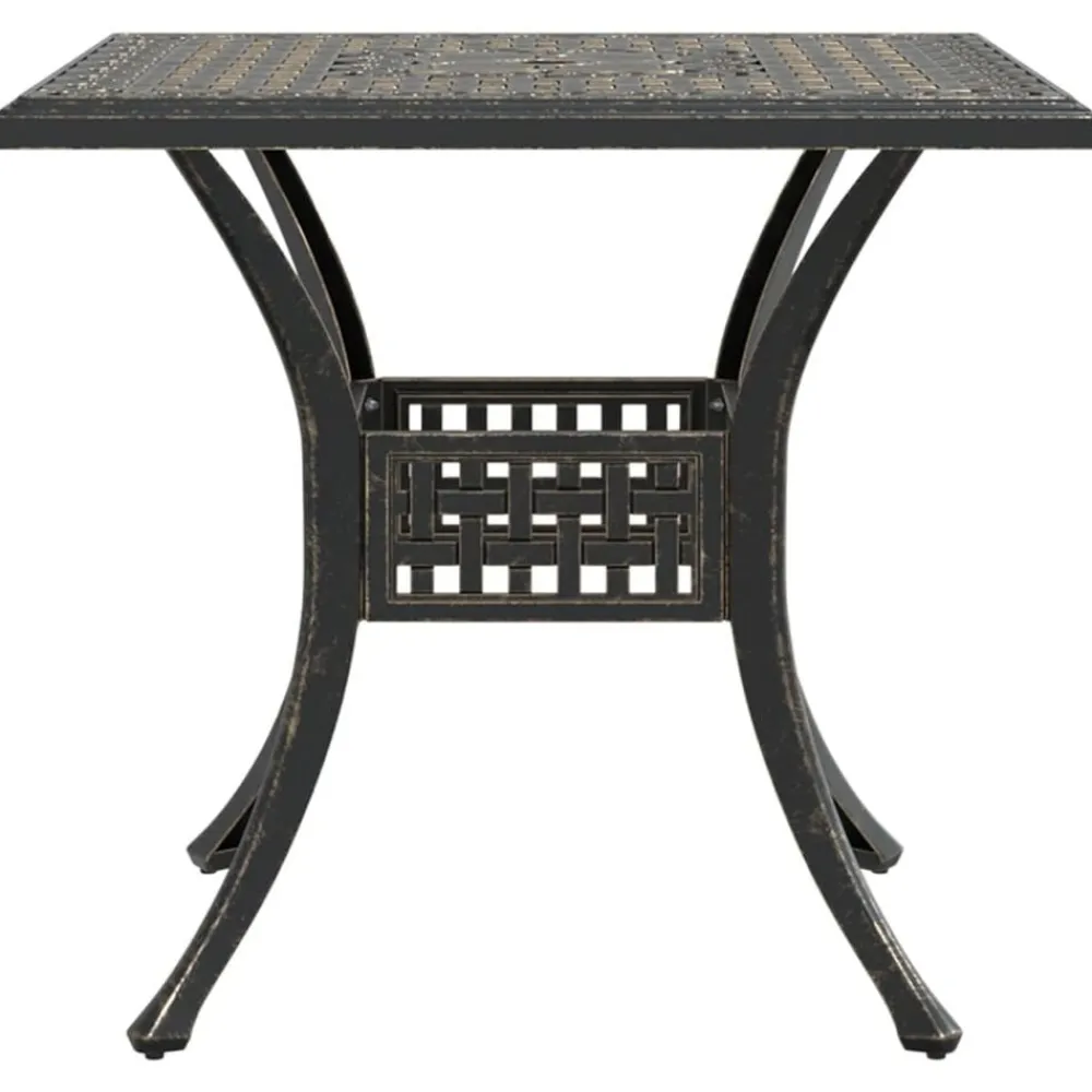 vidaXL Mesa de jardín aluminio fundido color 80x80x75 cm Bronce New