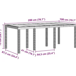 vidaXL Muebles De Jardín-Mesa de Jardín 200 x 100 x 73 cm ratán sintético