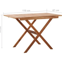 vidaXL Muebles De Jardín-Mesa de jardín de madera maciza de acacia 110x67x74 cm