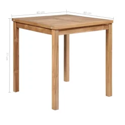 vidaXL Muebles De Jardín-Mesa de jardín de madera maciza de teca 80x80x77 cm