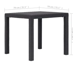 vidaXL Mesa de jardín de plástico aspecto ratán marrón 79x79x72 cm Marr&oacute;n Hot