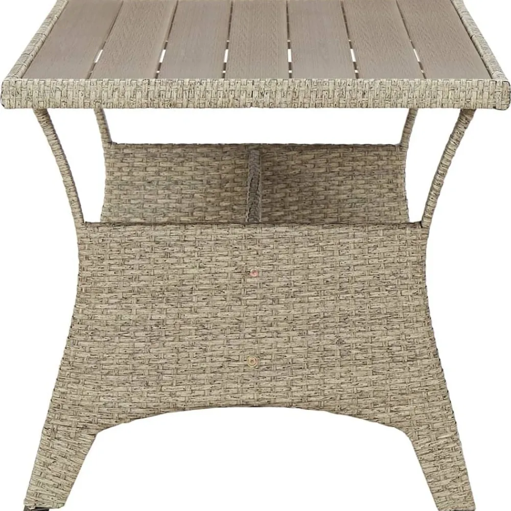 vidaXL Mesa de jardín de ratán sintético 120x70x66 cm Gris Clearance