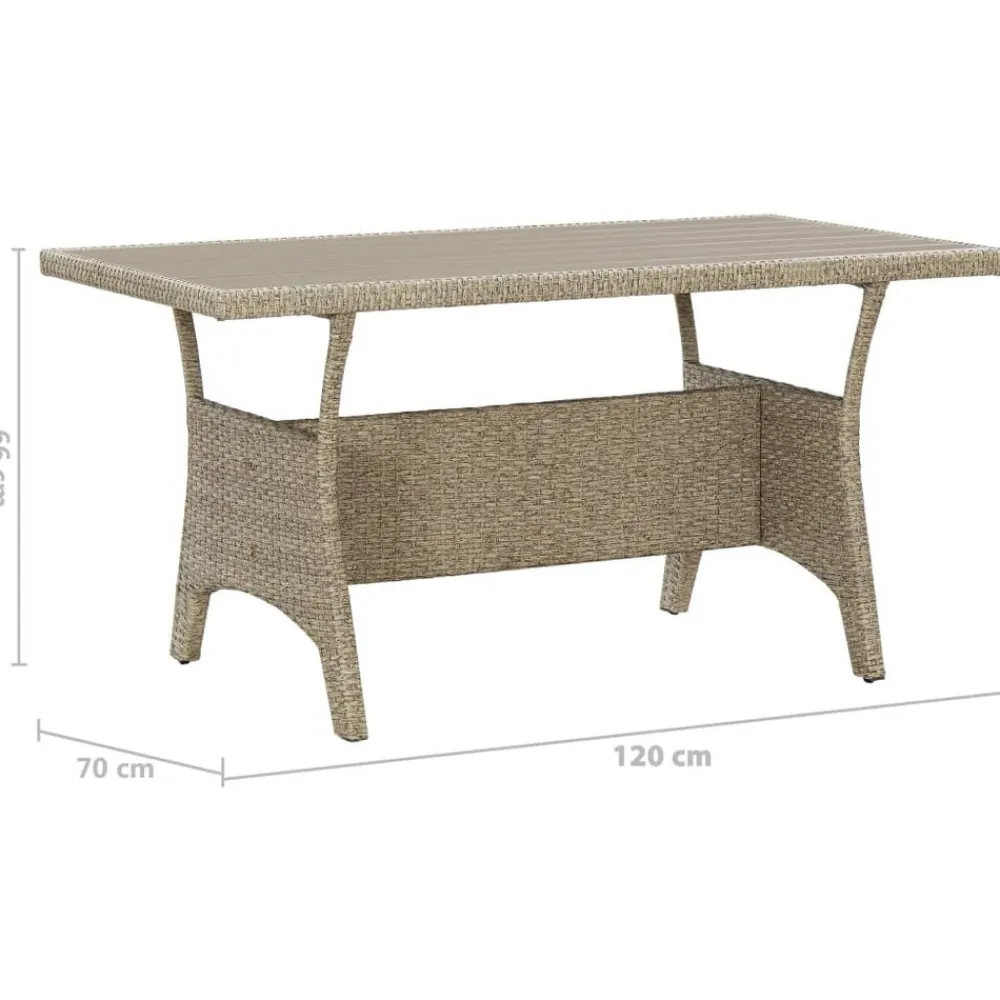vidaXL Mesa de jardín de ratán sintético 120x70x66 cm Gris Clearance