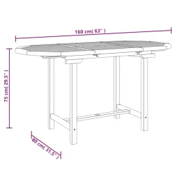 vidaXL Mesa de jardín extensible madera maciza teca 110-160x80x75 cm Sale