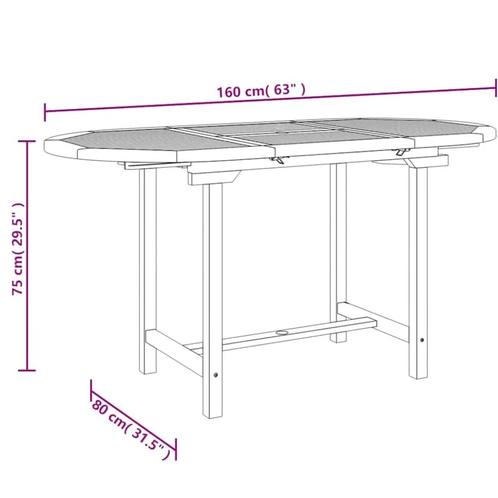 vidaXL Mesa de jardín extensible madera maciza teca 110-160x80x75 cm Sale