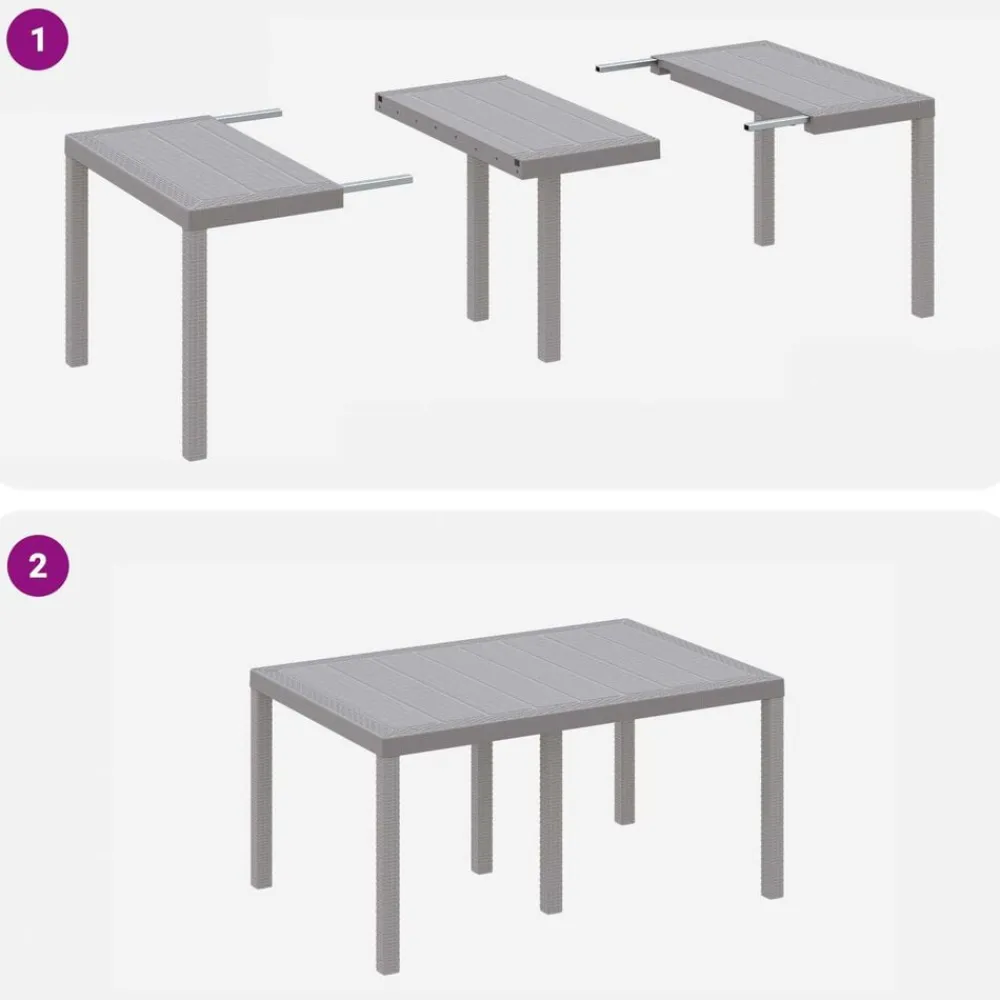vidaXL Mesa de Jardín Gris Claro 150 x 100 x 73 cm ratán sintético Best