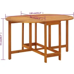 vidaXL Muebles De Jardín-Mesa de jardín madera maciza de acacia 130x90x72 cm