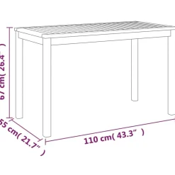 vidaXL Muebles De Jardín-Mesa de jardín madera maciza de acacia 110x55x67 cm