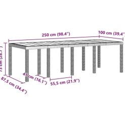 vidaXL Mesa de Jardín Marrón 250 x 100 x 73 cm ratán sintético Marrón Best