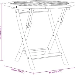 vidaXL Muebles De Jardín-Mesa de jardín plegable madera de teca maciza 85x85x76 cm