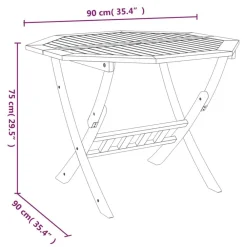 vidaXL Mesa de jardín plegable madera maciza de acacia 90x75 cm Clearance