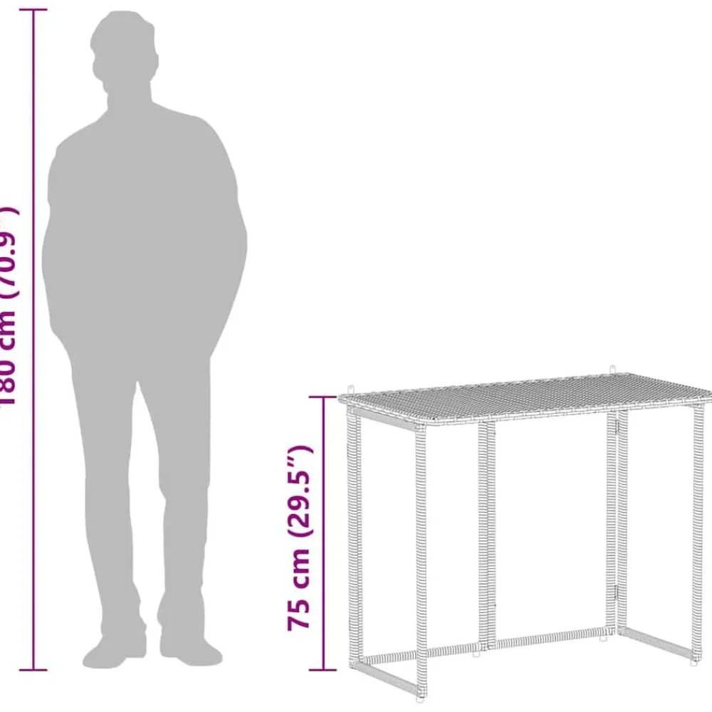vidaXL Muebles De Jardín-Mesa de jardín plegable marrón 90x51x75 cm ratán sintético