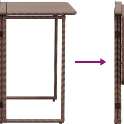 vidaXL Muebles De Jardín-Mesa de jardín plegable marrón 90x51x75 cm ratán sintético