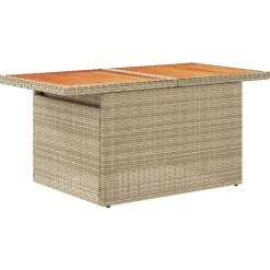 vidaXL Muebles De Jardín-Mesa de jardín ratán PE y madera de acacia 100x55x73 cm