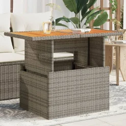 vidaXL Muebles De Jardín-Mesa de jardín ratán PE y madera de acacia 100x55x73 cm