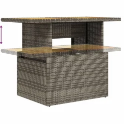 vidaXL Muebles De Jardín-Mesa de jardín ratán PE y madera de acacia 100x55x73 cm