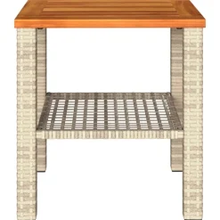 vidaXL Mesa de jardín ratán sintético madera acacia beige 40x40x42 cm Beige y marr&oacute;n New