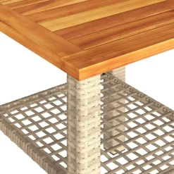 vidaXL Mesa de jardín ratán sintético madera acacia beige 40x40x42 cm Beige y marr&oacute;n New