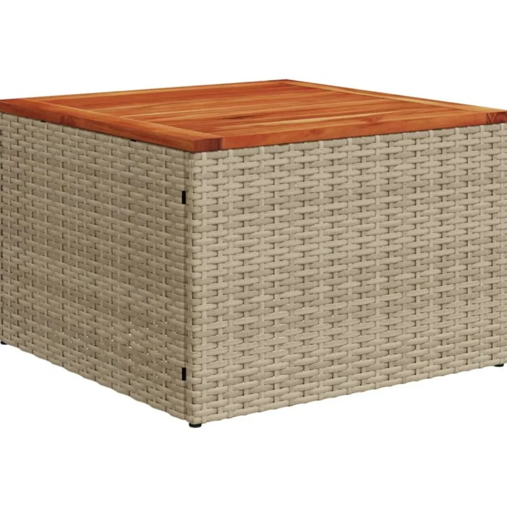 vidaXL Muebles De Jardín-Mesa de jardín ratán sintético madera acacia 55x55x37 cm