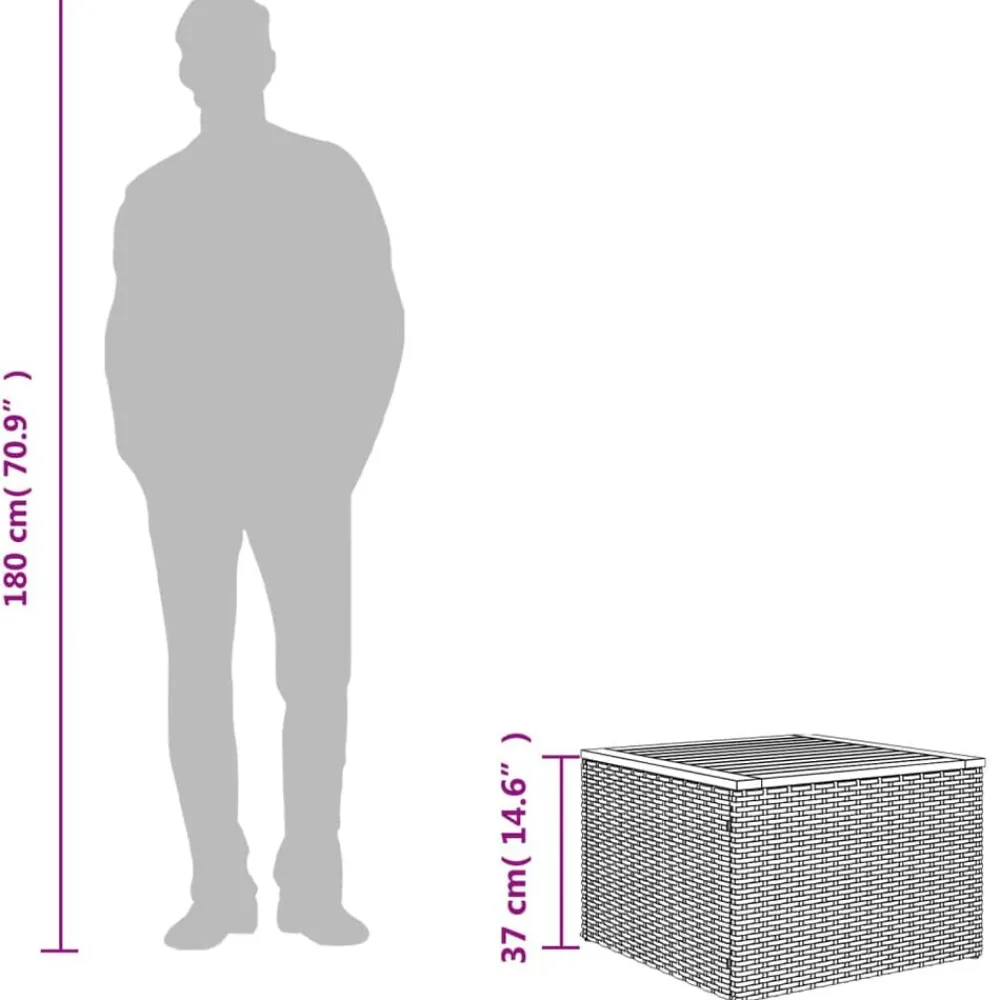 vidaXL Muebles De Jardín-Mesa de jardín ratán sintético madera acacia 55x55x37 cm